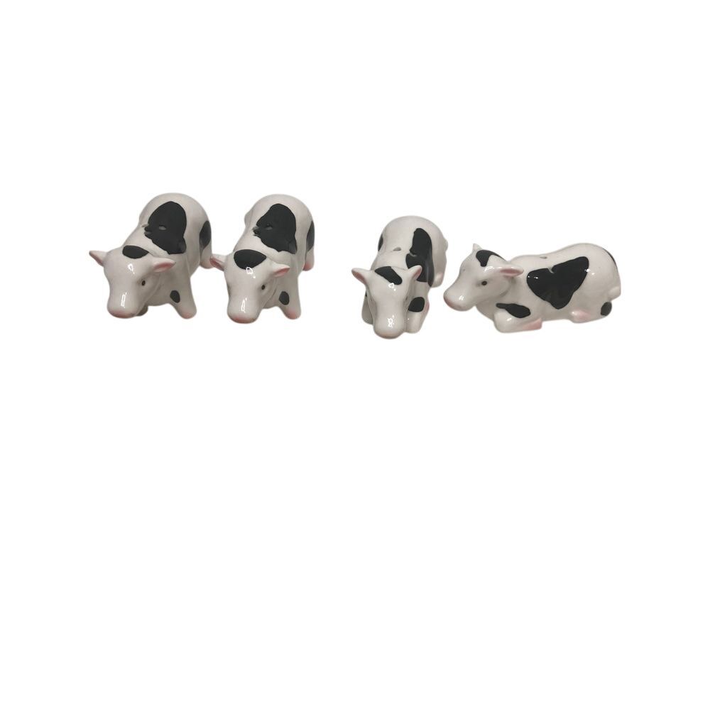 Mini salt & Pepper shakers white and‎ black cows two sets decor country farm